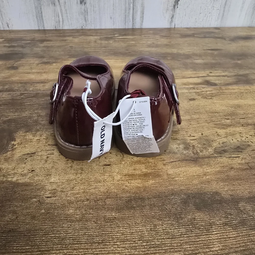 Old Navy Kids Glossy Maroon Mary Jane Shoes